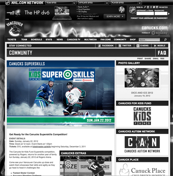 Vancouver Canucks Team Store  The Portfolio Site of John Shigeta